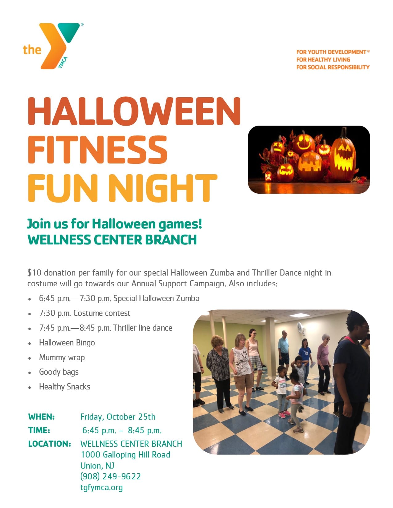 Halloween fitness fun night flyer.