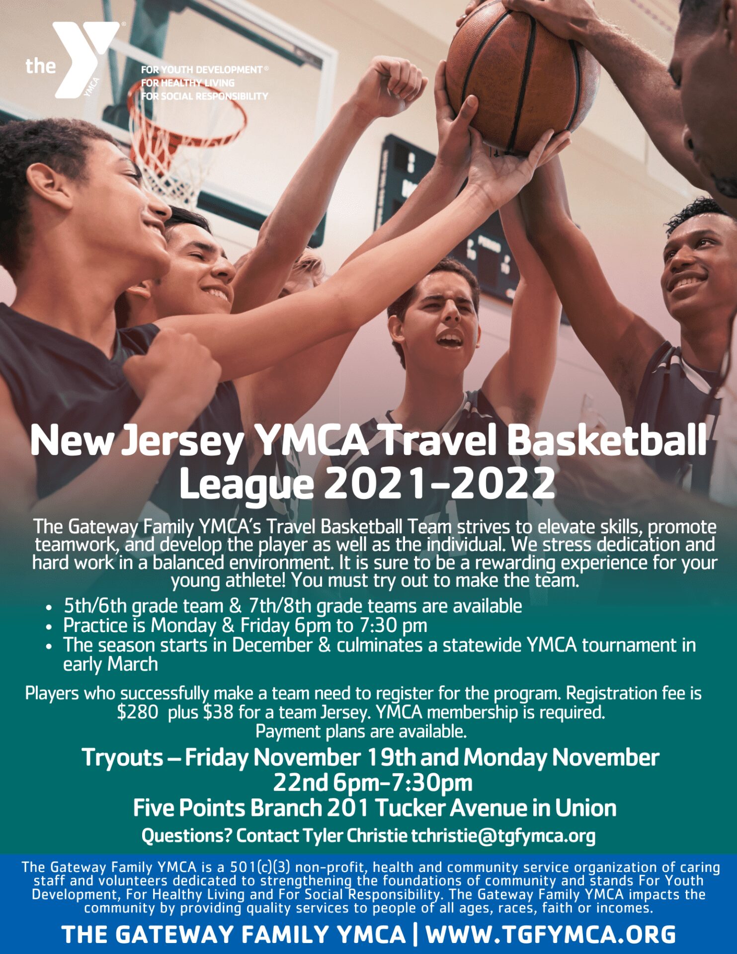 YMCA basketball tryouts for youth teams