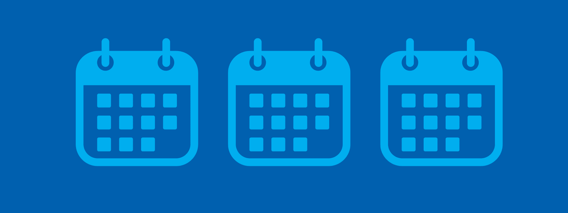 Three blue calendar icons