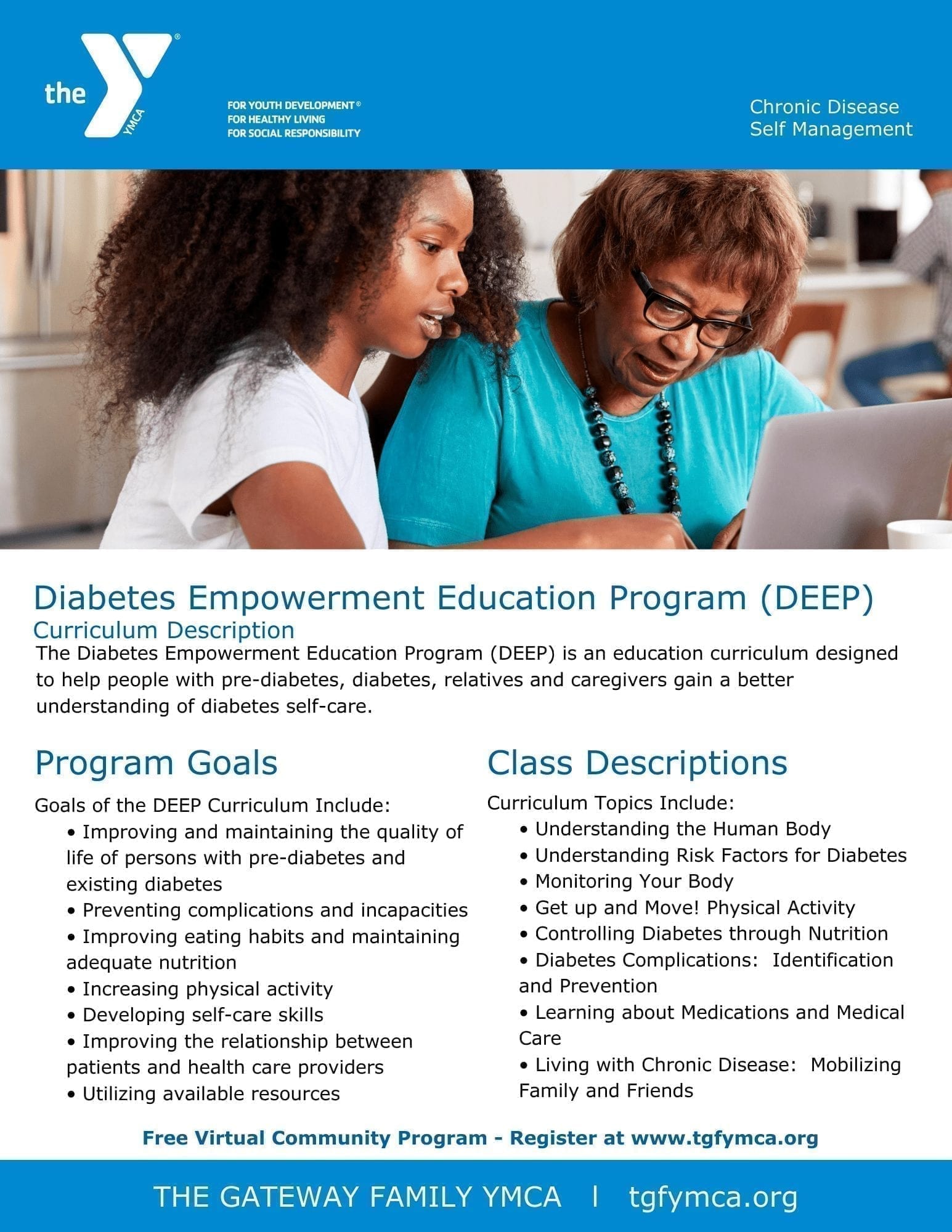 A poster for a diabetes education program.