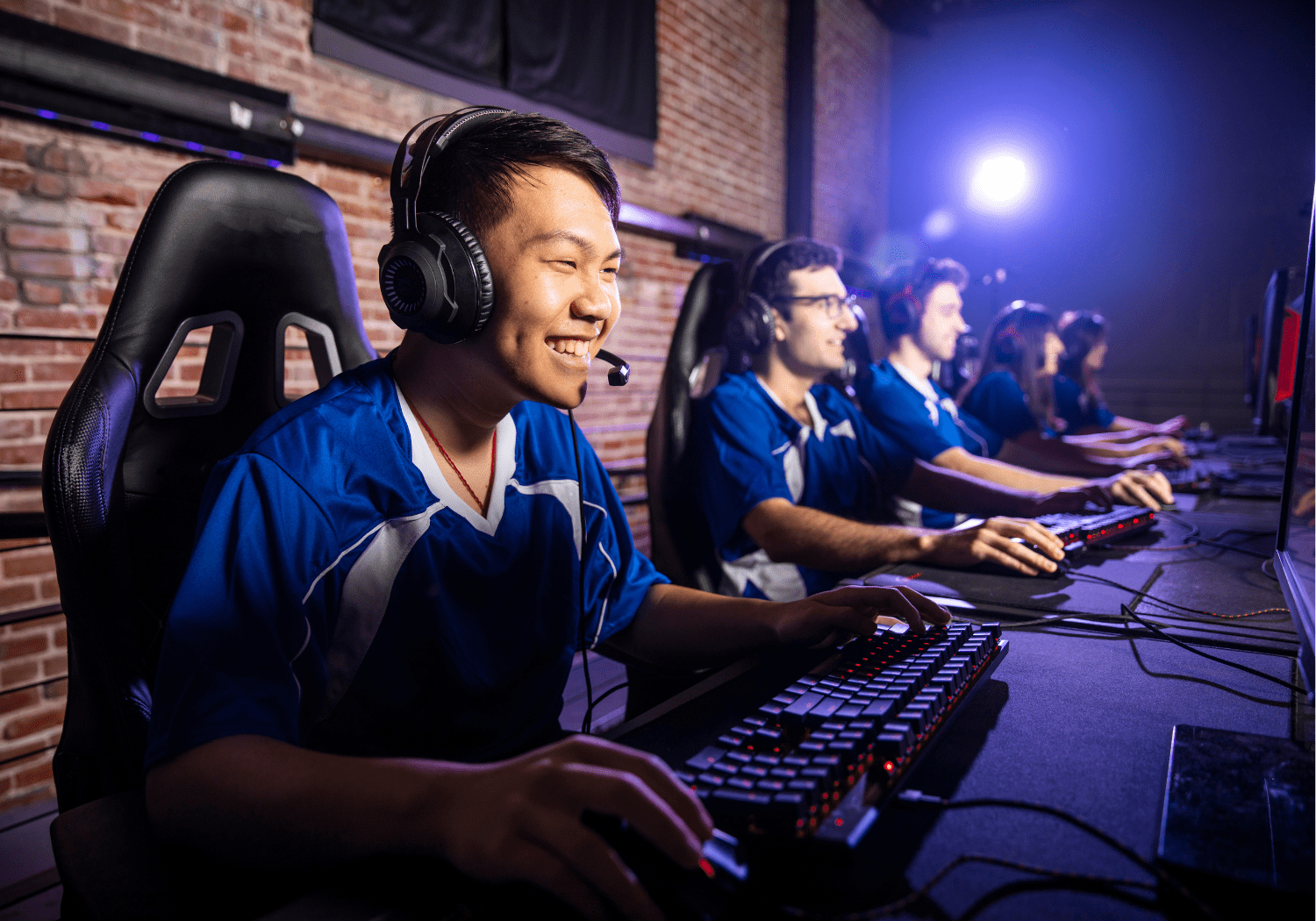 Gamers competing in an esports tournament