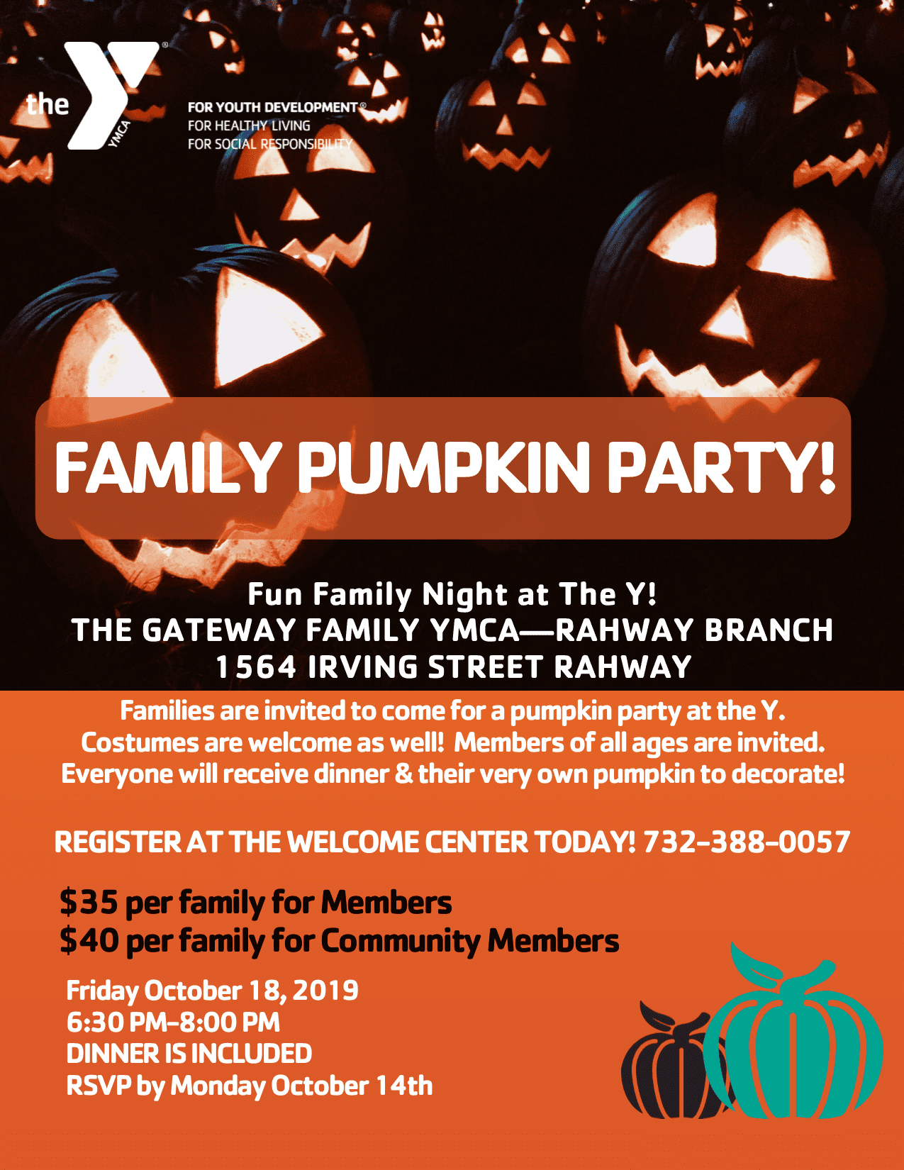 Poster for family pumpkin party.