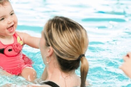 family swimming