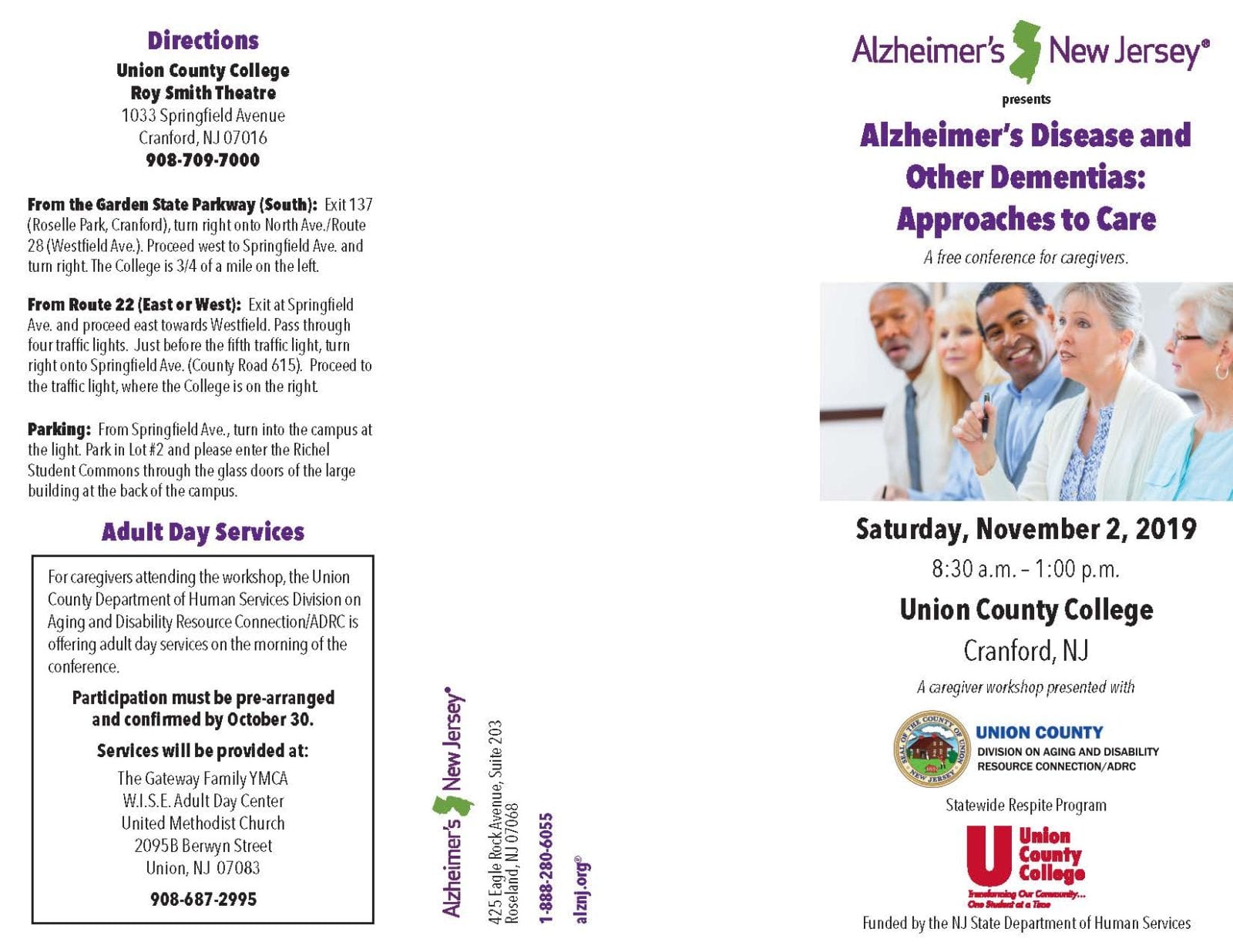 Poster for alzheimer's event at a senior living facility.