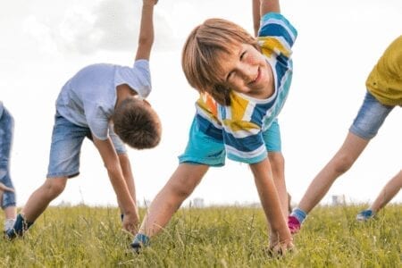 children playing in a field