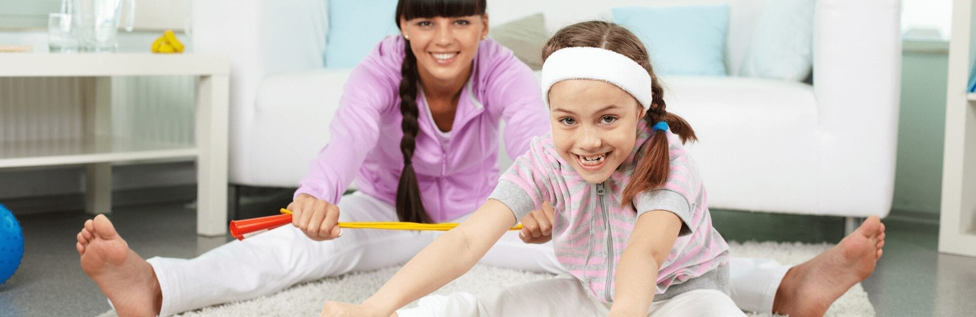 at home workout with mother and child