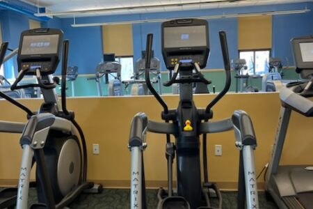 Gym equipment in fitness center