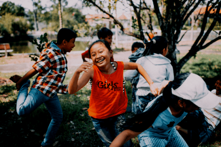 Children playing in park.