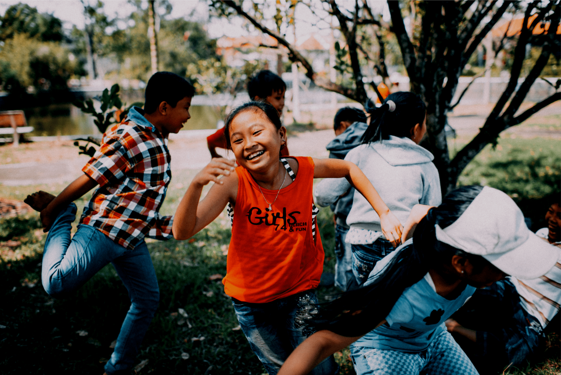 Children playing in park.