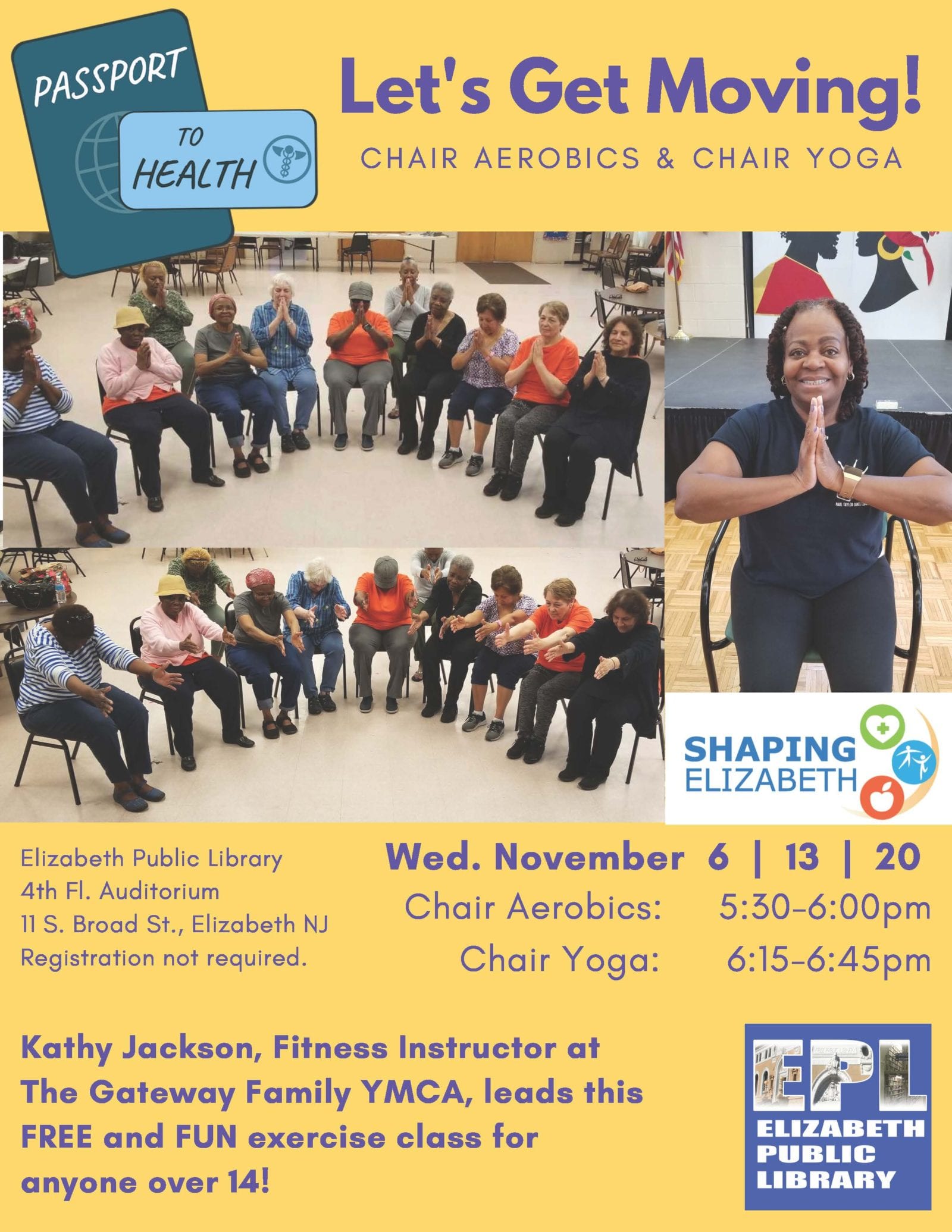 Flyer for event advertising yoga class.