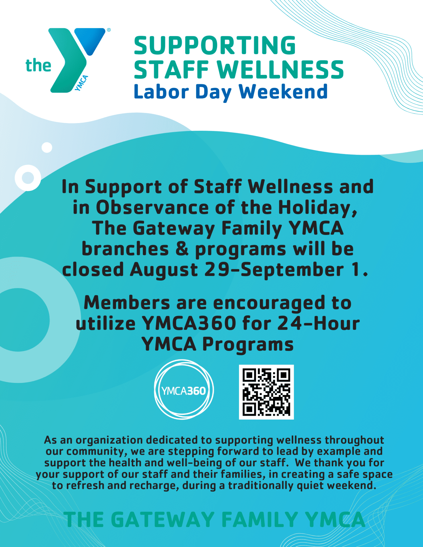 YMCA supports staff wellness weekend